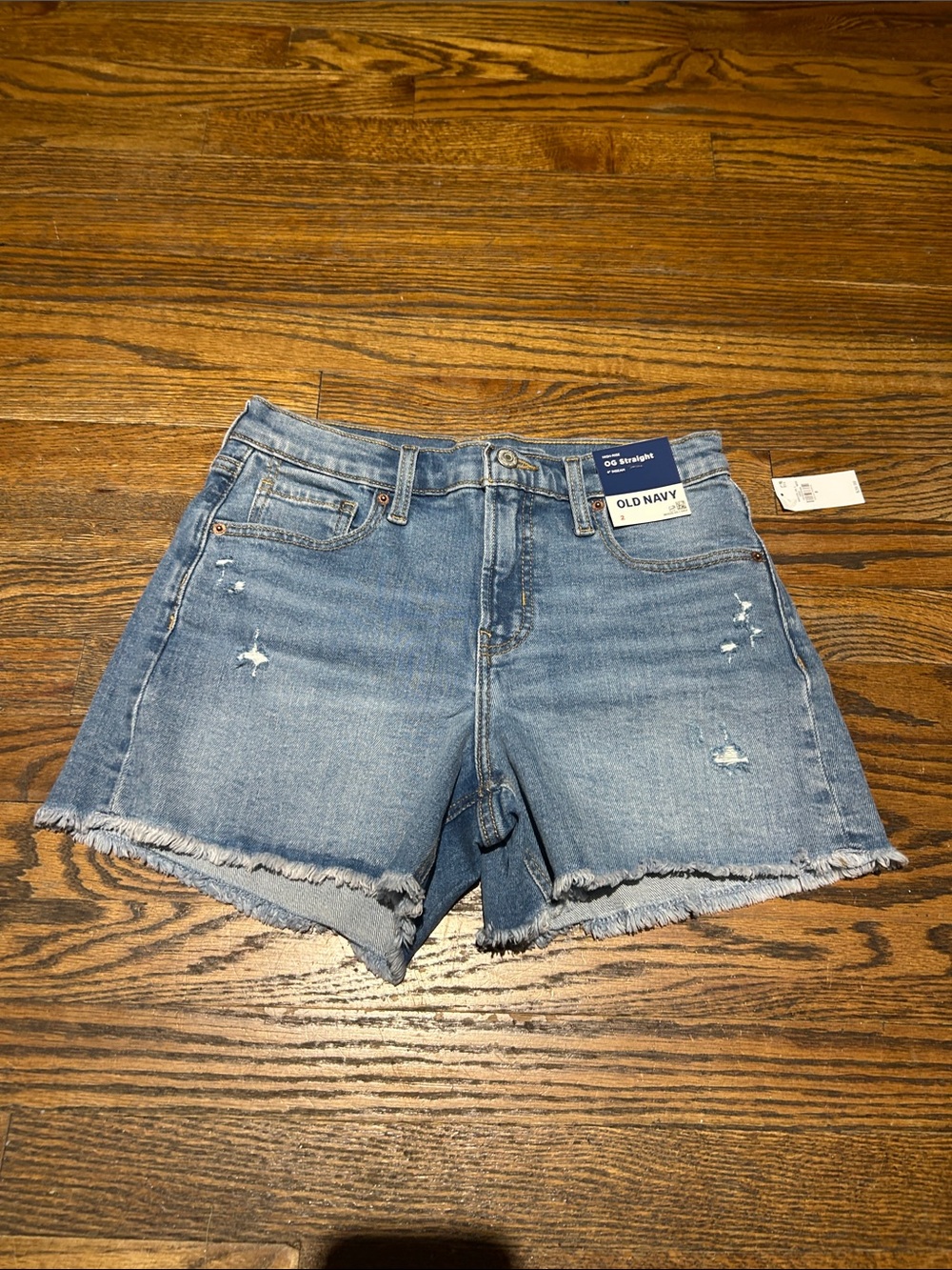 Old Navy OG Straight 4 in inseam Light Blue Distressed Denim Cutoff Shorts